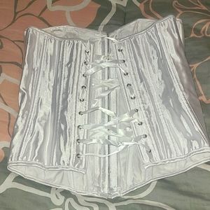 Women's satin white wedding style, ribbed corset, sz: M/L